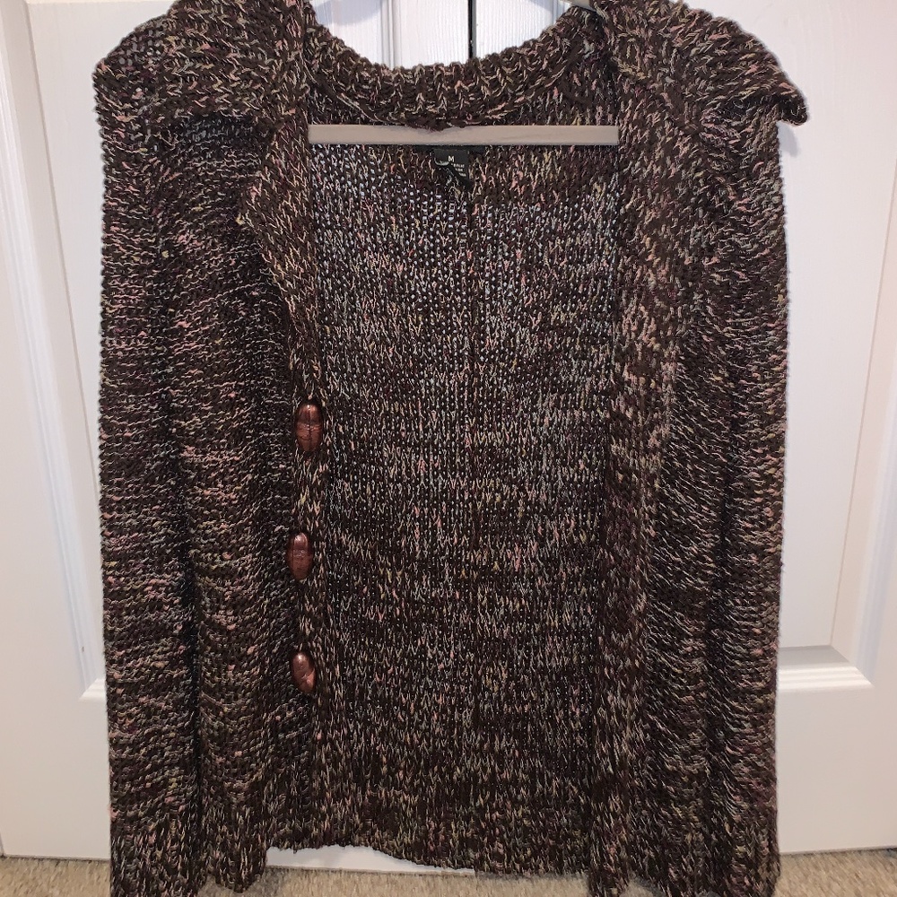BCBG MaxAzria crocheted brown cardigan